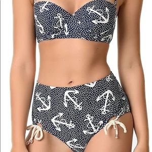 Betsey Johnson vintage nautical bikini high waisted xs